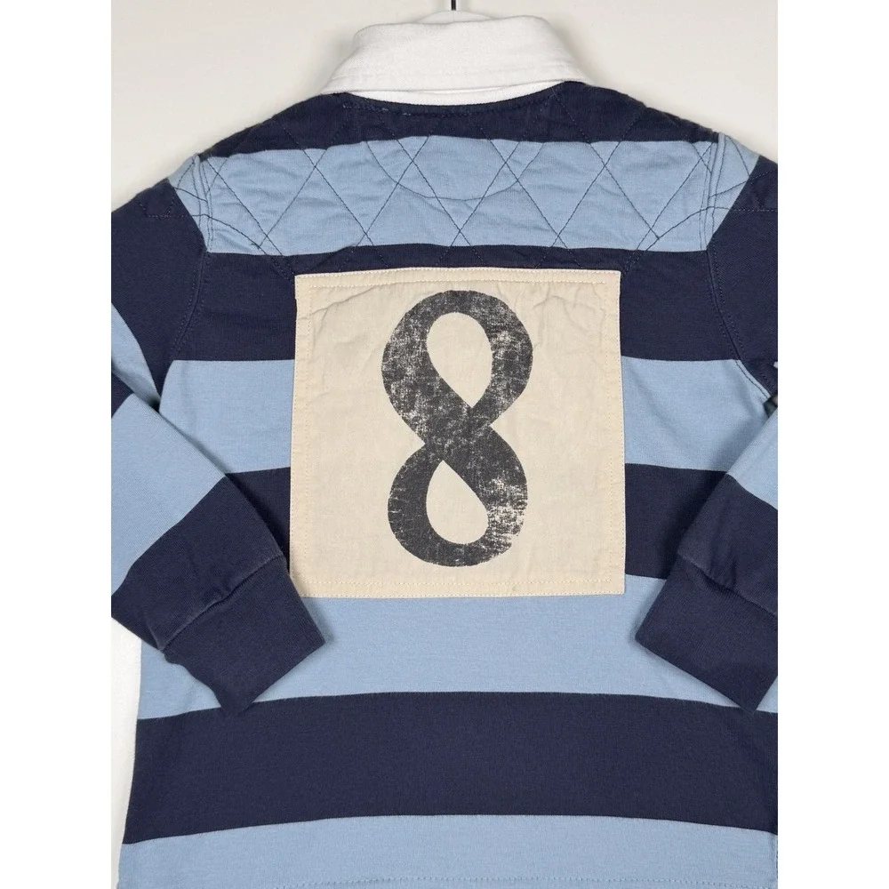 Polo Ralph Lauren Striped Rugby Polo Longsleeve Blue Youth size ? 15.5